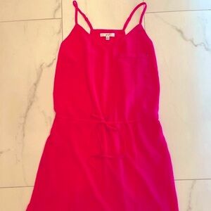 EUC, Hot pink, racer back, tie waist, lined mini sundress, size S